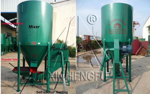 Vertical feed crusher and mixer 